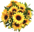 PASYOU Artificial Sunflower Plastic Fake Flowers Sunflowers for Indoor Outdoor Wedding Bridal Bouquet Home Garden Party DIY Wreath Table Arrangement Decoration Pot Planter Filler 2 pcs
