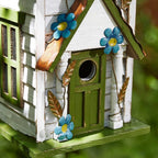 Glitzhome Hanging Birdhouse for Outside, Oversized Solid Wood 3-Story Villa Bird House, 20" H Distressed Pet Cottage Decorative Birdhouse for Outdoor Patio Garden