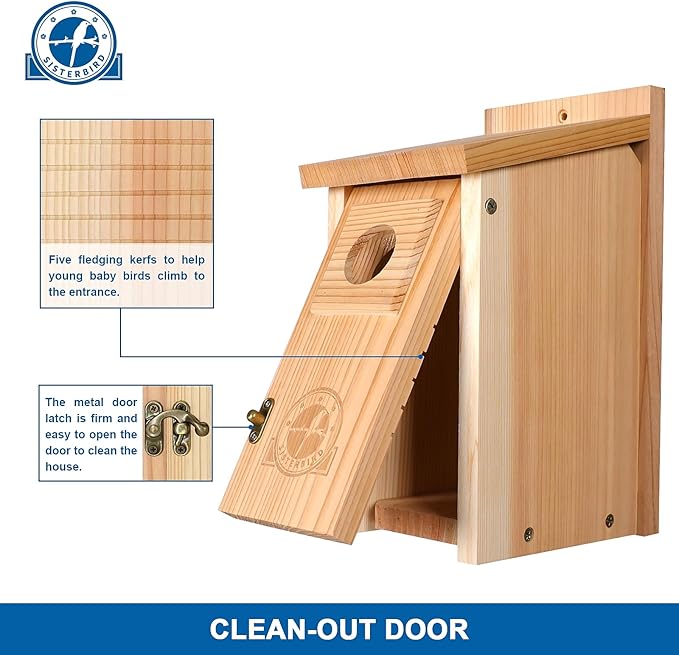 SISTERBIRD Bluebird Houses for Outside, Blue Bird Houses for Outdoors, Premium Bird House, Pack of 2 Bluebird House, Wooden Birdhouses Kits for Adults for Durable Yard Decor