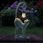 Outdoor Spring Decorations Gifts Cat Garden Statues with Solar Lights, Home Decor Cat Figurines for Lawn,Patio,Balcony,Porch,Yard Art Ornament- Birthday Gifts for Women Grandma Sister