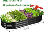 Rakukiri Raised Garden Bed GRS Certified Galvanized Planter Box Outdoor, 5ft Oval Rot-Resistant Metal Garden Bed Planter, Recycled Material Planter for Vegetables Flowers Herbs (Black)