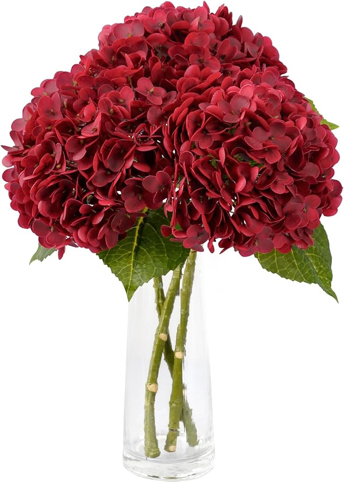 Leftover 3 Pcs Fall Hydrangea Artificial Flowers,21" Real Touch Faux Hydrangea Flowers and 3 PCS Butterflies Fall Hydrangea Stems,Fall Floral Arrangement Centerpiece Table,Wedding,Home Decor