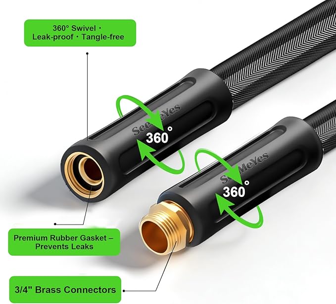 100ft Garden Hose Lightweight Flexible Water Hose, Abrasion Resistant, Kink Free, Durable Sturdy Hoses 2025 Up Graded Thicken Waterhose 700 PSI for Outdoor, RV, Marine, Convenient Storage, 3/4GHT