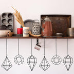 Iron Air Plant Holder, 6PCS Geometric Tillandsia Stand - Wall Mounted Hanging Planter for Home Office Decor, Black Metal Himmeli Craft for Air Ferns, Small Airplants Display