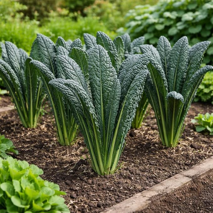 Black Tuscan Lacinato Kale Seeds – Dark Blue-Green Leaves with Upright Growth for Home Gardens, Raised Beds & Containers