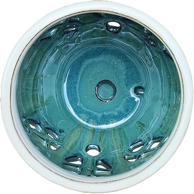 W&W Orchid Pot with Holes and Saucer for Repotting, Teal Mix, 6.5"