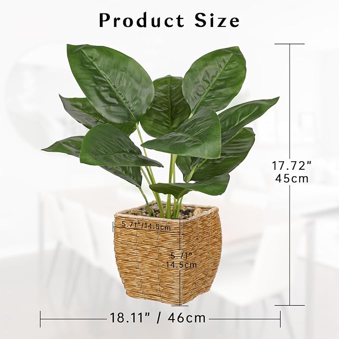 Briful Fake Plants Potted Fern Artificial Plants Indoor Realistic Greenery Faux Plants in Square Plastic Rattan Baskets for Home Decor Farmhouse Office Weddings
