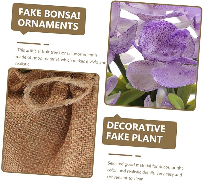 PRETYZOOM Artificial Phalaenopsis Orchid Pot Realistic Fake Flower Arrangement for Home and Office Decor Low Maintenance Centerpiece for Bedroom Living Room Kitchen and Balcony