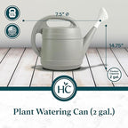 Standard Watering Can - Plant Watering Can - Small Plastic Garden Water Pot for Indoor Outdoor Plants Flowers by The HC Companies, 2 Gallon, Cool Gray
