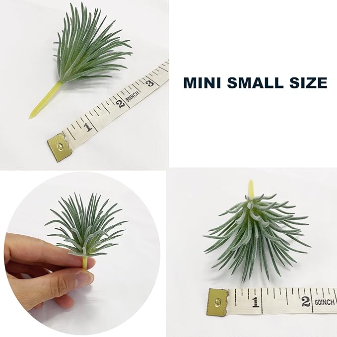 Artificial Air Plants Look Real Succulants Plants Faux Greenery Plants Bromeliads for Garden Home Office Decoration (Green Mini Small Air Plants Artificial)