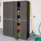 Sterilite 2-Pack 4 Shelf Cabinet, Lockable Utility Storage w/Adjustable Shelves, Gray - Plastic Shelving Unit for Organizing Garage, Pantry, Basement, Laundry Room or Mudroom