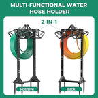 Garden Hose Holder Holds 2 * 160Ft Hoses, Heavy-Duty Freestanding Hose Holder with 4 Spikes, Rustproof Freestanding Hose Stand Water Hose Hanger Storage Hose Rack for Outside, Yard, Lawn, Farm