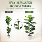Suntee 2 Pack Artificial Fiddle Leaf Fig Tree, 30" Ficus Lyrata Fake Plants with White Planter, Floor Plant Outdoor Faux Plants for Living Room, Corner, Office, Patio, Windowsill Decor
