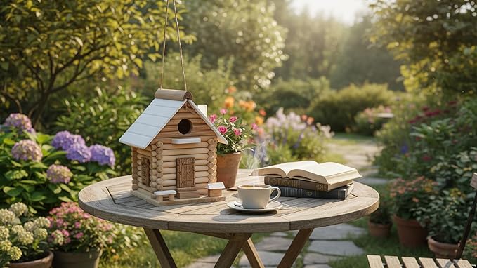 Premium Wooden Lincolnlog Bird House Kit - Birdhouse Kits - Build it Yourself Birdhouse for Adults to Build - Woodworking Adult Crafts & DIY Bird House, Relax Crafts Gifts Wood Projects
