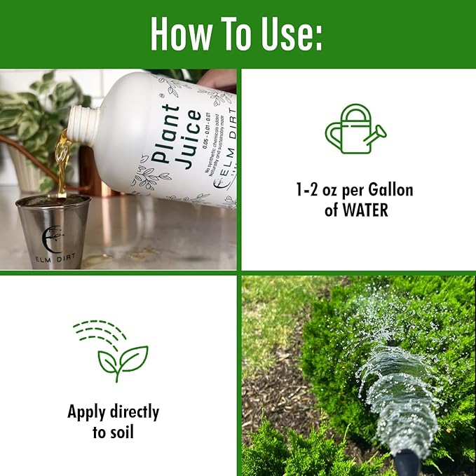 Elm Dirt Plant Juice Organic Fertilizer for All Plants - Indoor or Outdoor (32 oz Bottle)