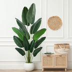 Artificial Bird of Paradise Plant 6 Ft Tall Fake Banana Leaf Plant for Indoors and Outdoors,Faux Palm Tree with Plastic Pot for Office and Home Decor,L1802PCS