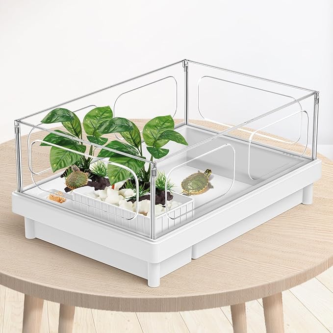 Moonorange Reptile Artificial Plants, Terrarium Plants Decorations Supplies, Aquarium Fish Tank Plant, Amphibian Habitat Hideout Tank Accessories (M Set-2pcs/F)