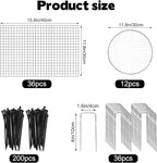12 Sets of 16'' x 12'' Garden Plant Protectors from Animals With Detachable Covers ,36Pcs Metal Wire Protectors With Cover for Plants , Metal Plant Cage Chicken Wire Cloche with Stakes & Nylon Ties