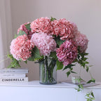 Buart 4PCS 21 inch Big Size Peach Flowers Artificial Silk Hydrangea Lifelike Dry Flowers for Outdoor Wedding, Christmas, Office, Family Party, Living Room Table Decoration
