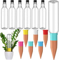 SiliFine 6 Sets Plant Watering Devices Include Terracotta Self Watering Spikes and 26 oz Plastic Bottles, Slow Release Vacation Insert Automatic Plant Waterer Device (Clear and Mixed Color)