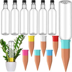 SiliFine 6 Sets Plant Watering Devices Include Terracotta Self Watering Spikes and 26 oz Plastic Bottles, Slow Release Vacation Insert Automatic Plant Waterer Device (Clear and Mixed Color)