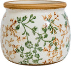 Vintage Ceramic Flower Pot - Indoor Outdoor Planters with Drainage Holes & Filter Screen, 6.5’’ Small Rustic Farmhouse Decorative Plant Pots for Garden/Patio/Balcony (Bicolor Vines, Small)