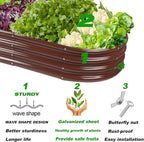 Rakukiri Raised Garden Bed GRS Certified Galvanized Planter Box Outdoor, 6.5ft Oval Rot-Resistant Metal Garden Bed Planter, Recycled Material Planter for Vegetables Flowers Herbs (Brown)