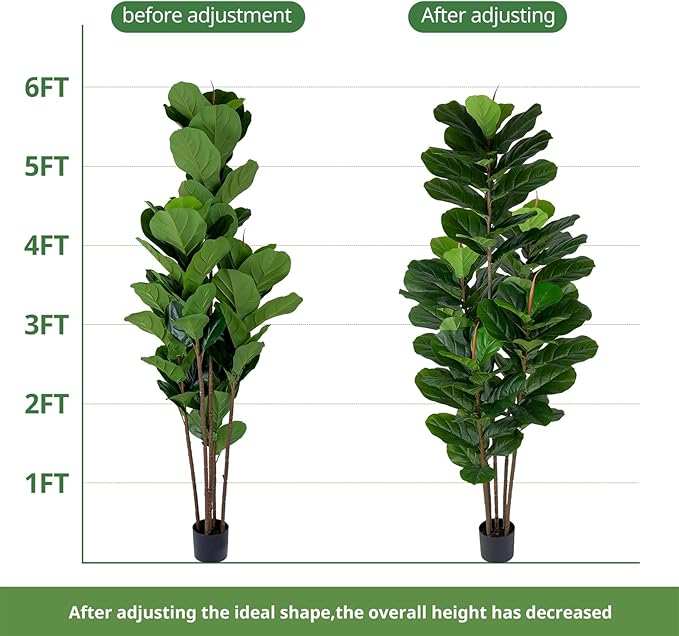 2 Pack Fiddle Leaf Fig Tree - Artificial Ficus Tree with Tall Artificial Plants Large 69 Fiddle Leaves -Fake Trees for Indoor Outdoor Home Decor Living Room