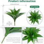 2 Pack 16 Inch Artificial Agave Plant - Large Faux Succulent Steams for Indoor Outdoor Decorating, UV Resistant Realistic Tropical Greenery for Garden Front Porch Aesthetic Decor - 18 Leaves, Green