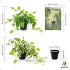 AceList 2 Pack Fake Plants, Artificial Plants for Home Decor Indoor, Realistic Fake Watermelon Leaves with Black Pot for Bedroom Living Room Shelf Outdoor Office Decor