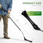 Walensee 48-Inch Long Handle Grass Whip, Scythe with Double-Edged Serrated Steel Blade, Soft Rubber Grip, Cut Tall Grass and Overgrown Weeds in The Yard, Fields, and Ditches, Black, 1 Pack