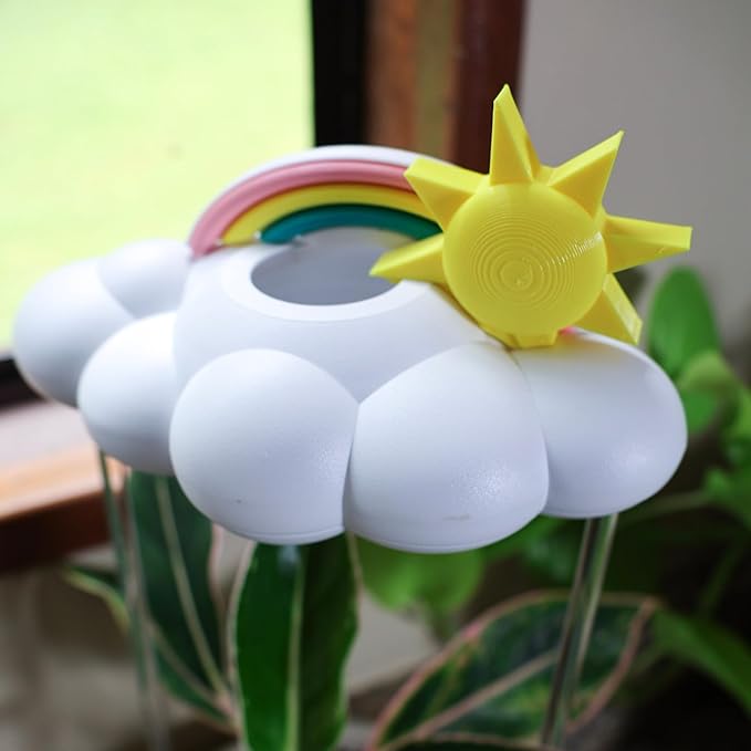 Original Dripping Rain Cloud with Sun and Pastel Rainbow Charms