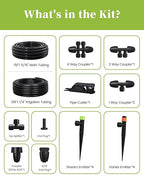 RAINPOINT Drip Irrigation System, Quick-Connect Garden Watering System Kit with Adjustable Emitters for Greenhouse, Garden Grid, Raised Bed, Potted Plants (15 ft Main Tubing + 25 ft Irrigation Tubing)