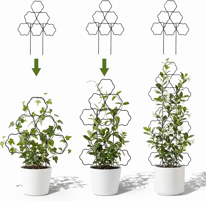 ZOUTOG 12 Pack Trellis for Climbing Plants Outdoor 15 Inch,Rustproof Metal Garden Trellis for Potted Plants,Sturdy Houseplant Support Indoor Outdoor for Ivy Pothos Monstera Hoya Flower Vine (Flower)