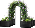 Raised Garden Bed with Arch Trellis for Climbing Plants,Galvanized Raised Garden Bed,Planter Boxes Outdoor for Vegetables Flowers Herb,269 Gallon Capacity Black