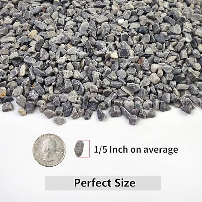 YISZM 5LB Succulent and Cactus Gravel Pebbles, 1/5 Inch Natural Decorative Polished Stones, River Rocks for Plants, Vases, Aquariums, Terrarium and Outdoor Gardening,Grey