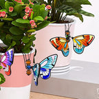 3pcs Butterfly Decorations for Flower Pots, Colorful Metal Hanging Ornaments Plant Decorations Pot Huggers for Garden Yard Fence Outdoor Decor (Butterfly)
