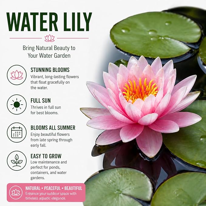 Live Water Lily Roots for Planting – Hardy Lily Pad Tubers for Ponds & Water Gardens – Easy Grow Aquatic Plants with Floating Pads & Blooming Flowers (10 Pily Pad Roots)