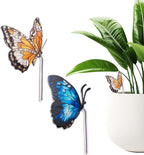 Flower Pot Decoration, 2Pcs Acrylic 2D Butterfly Plant Pot Hugger, 4.6 Inch Stained Butterfly Garden Stake Ornament Insert Decor for Indoor Patio