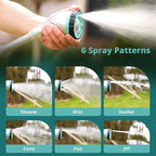 QUOBAS 16 Inch Watering Wand, Heavy Duty Garden Hose Sprayer with 90° Adjustable Head, Thumb Control & 6 Spray Patterns,Long Reach Hose Nozzle for Hanging Plants, Lawn, Garden & Outdoor Cleaning