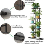LINZINAR Plant Stand Metal 7 Tier 8 Potted Multiple Flower Pot Holder Shelf Indoor Outdoor Planter Display Shelving Unit for Patio Garden Corner Balcony Living Room, DarkGrey