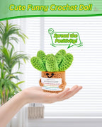 JELUTAR Crochet Positive Succulent Plant Thank You Gifts for Birthday Easter Mother's Day, Emotional Uplifting Gifts for Women Men Mom Dad Friends Wife Coworkers Cute Funny Decors (Cute Succulent)