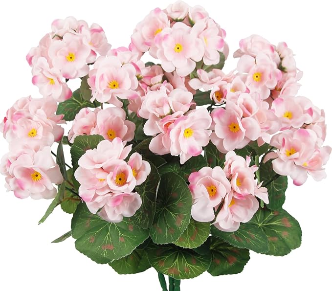 CITYES 3 Pcs Artificial Flowers Silk Geraniums for Outdoors UV Resistant Pink Artificial Geranium Bush Faux Flowers Plant Geraniums for Garden Home Decor Indoor Patio Vase Table Centerpiece