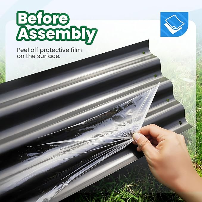 Quictent Galvanized Raised Garden Bed Kit with Self Watering System and Mesh Cover, Large Oval Metal Outdoor Planter Garden Boxes for Vegetables Herbs Flowers, 8x3x1Ft