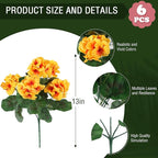 Hananona Artificial Geranium Flowers for Outdoors Geranium Silk Flowers Outdoor UV Resistant Garden Plants Faux Flowers for Home Kitchen Table Centerpieces Decor (6, Yellow)