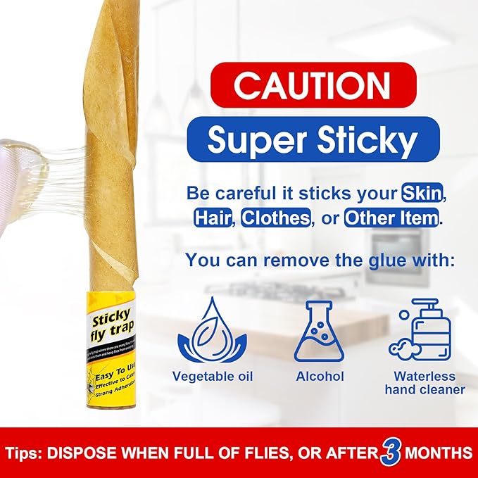 16 Pack Fruit Fly Traps for Indoors, Fly Traps Outdoor, gnat Traps for House Indoor, Fly Strips Tape Killer Catcher Paper Ribbon, Flying Insect Trap for Bug, Gnat, Insect, Mosquito