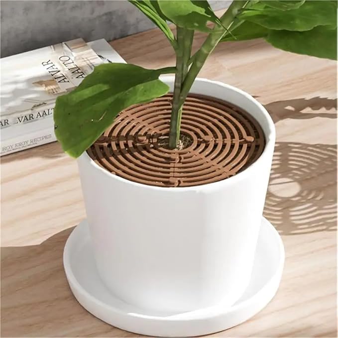 Plant Pot Grids 3pcs Flower Pot Cover Grid Garden Soil Guard Plant Protector Home Indoor Repel Cat Dog Protection(Coffee,19cm)