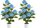 3FT Artificial Hydrangea Tree 2 Pack, Realistic Faux Hydrangea Plants in Pot with Blue Flowers, Lifelike Faux Greenery Home Indoor Outdoor Front Porch Garden or Wedding, Blue