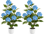 3FT Artificial Hydrangea Tree 2 Pack, Realistic Faux Hydrangea Plants in Pot with Blue Flowers, Lifelike Faux Greenery Home Indoor Outdoor Front Porch Garden or Wedding, Blue