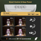Self-Watering Planter with Grow Light — Cute Desk Plant Pot for Office, Bedroom & Window — No Green Thumb Needed, 2-in-1 Wall + Desktop, USB Powered (5W LED, White)